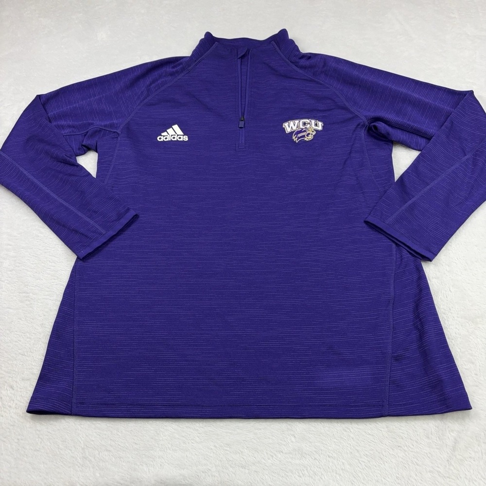 WCU Catamounts Adidas Quarter Zip Shirt Womens XL Purple Collegiate Pullover - Picture 2 of 16